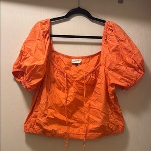 Orange Puff Sleeve Top